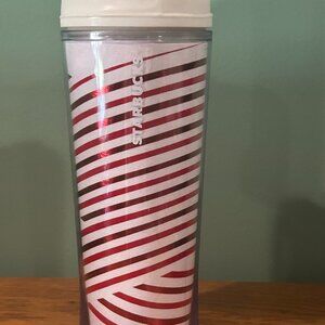 STARBUCKS RED AND WQHITE STRIPE TUMBLER BRAND NEW NEVER USED